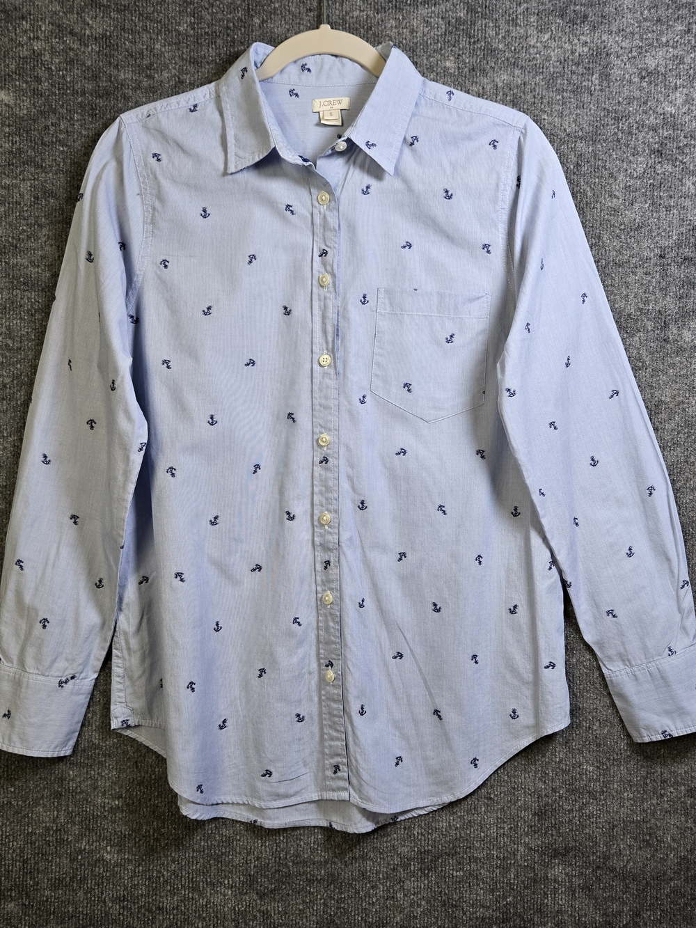 J Crew Shirt Womens S Blue Stripe Anchors Preppy Old Money Nautical